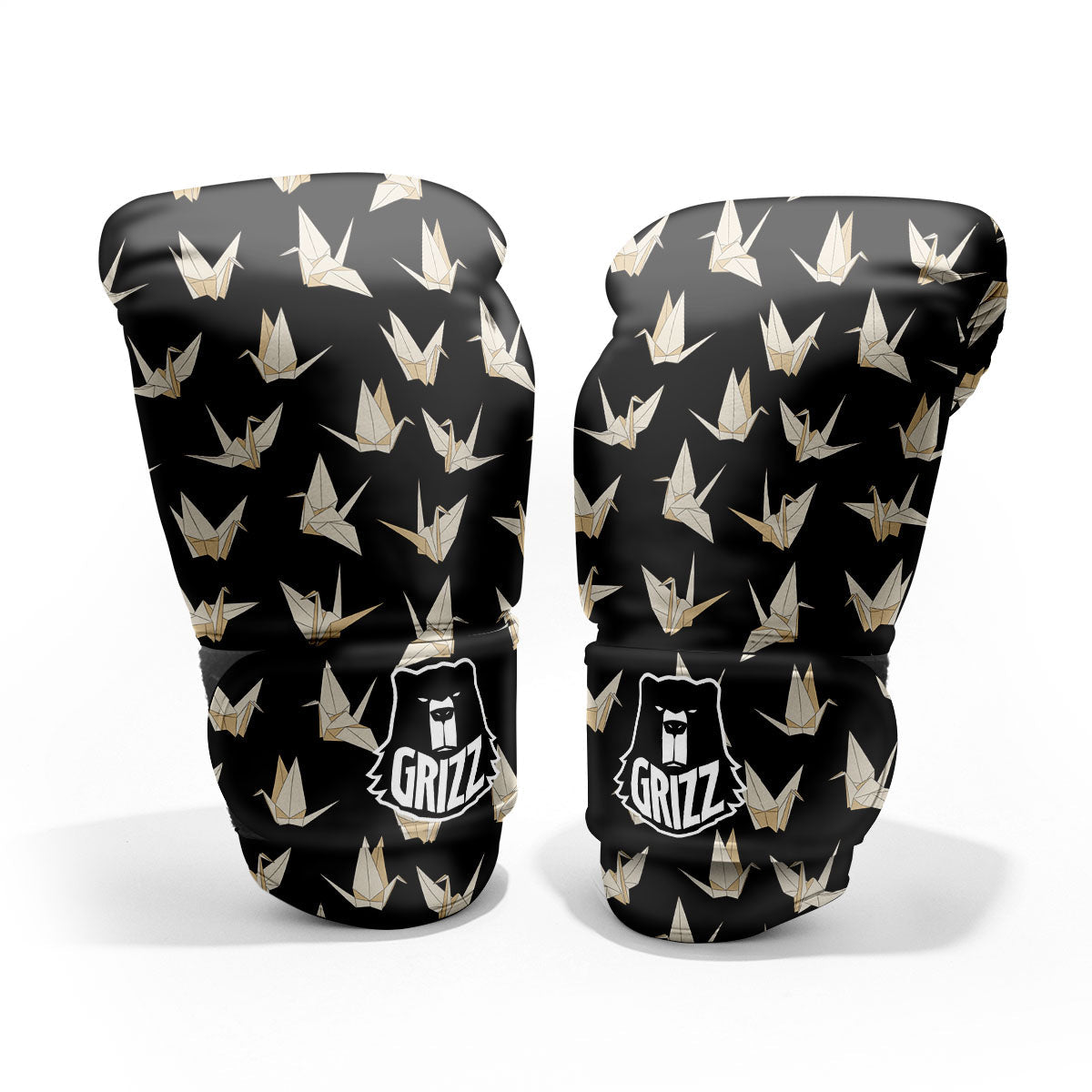 Origami White And Black Print Pattern Pro Boxing Glove