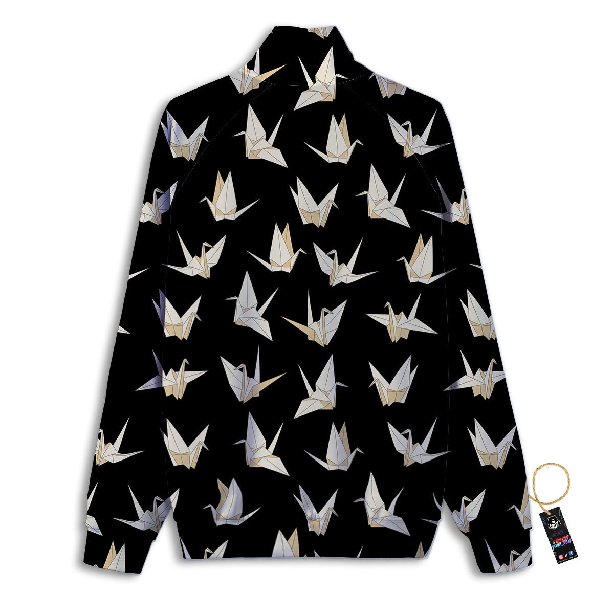 Origami White And Black Print Pattern Track Jacket-grizzshop