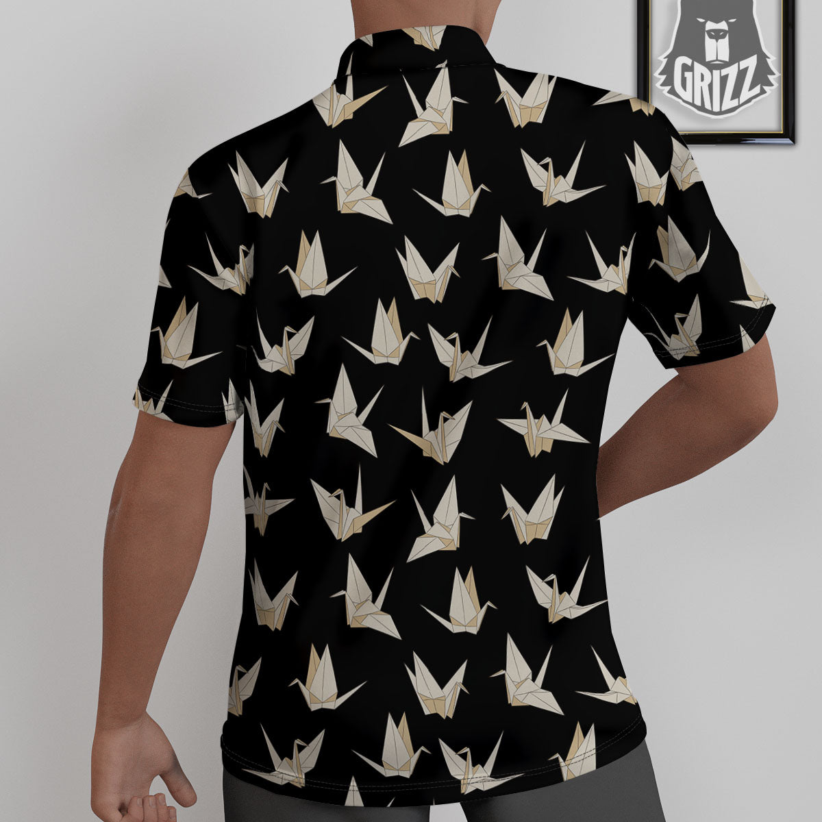 Origami White And Black Print Pattern Untucked Shirts-grizzshop