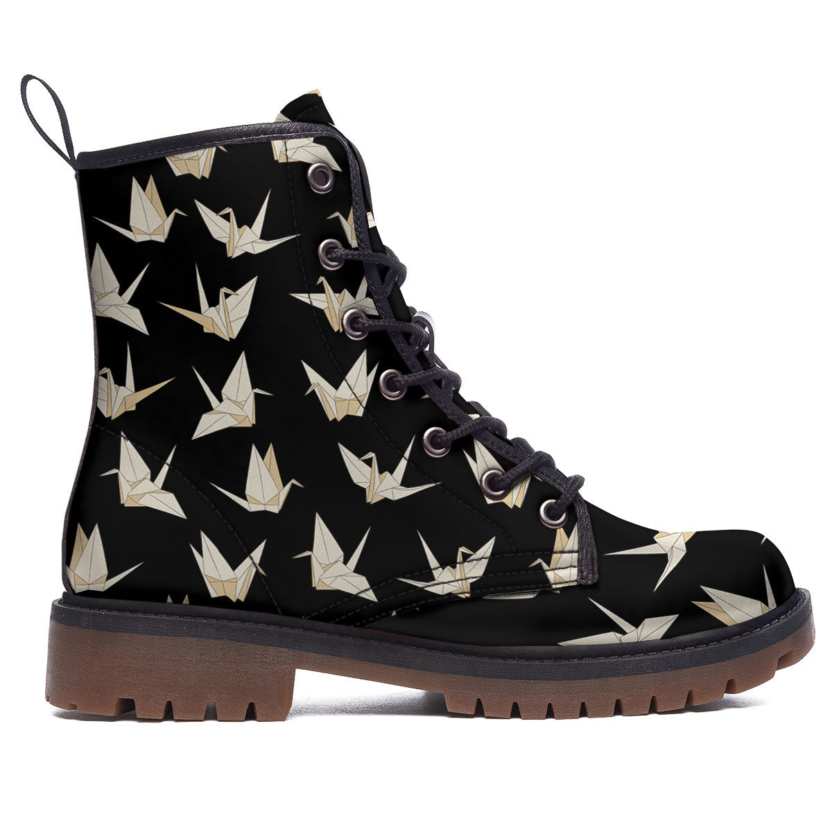 Origami White And Black Print Pattern Work Boots-grizzshop