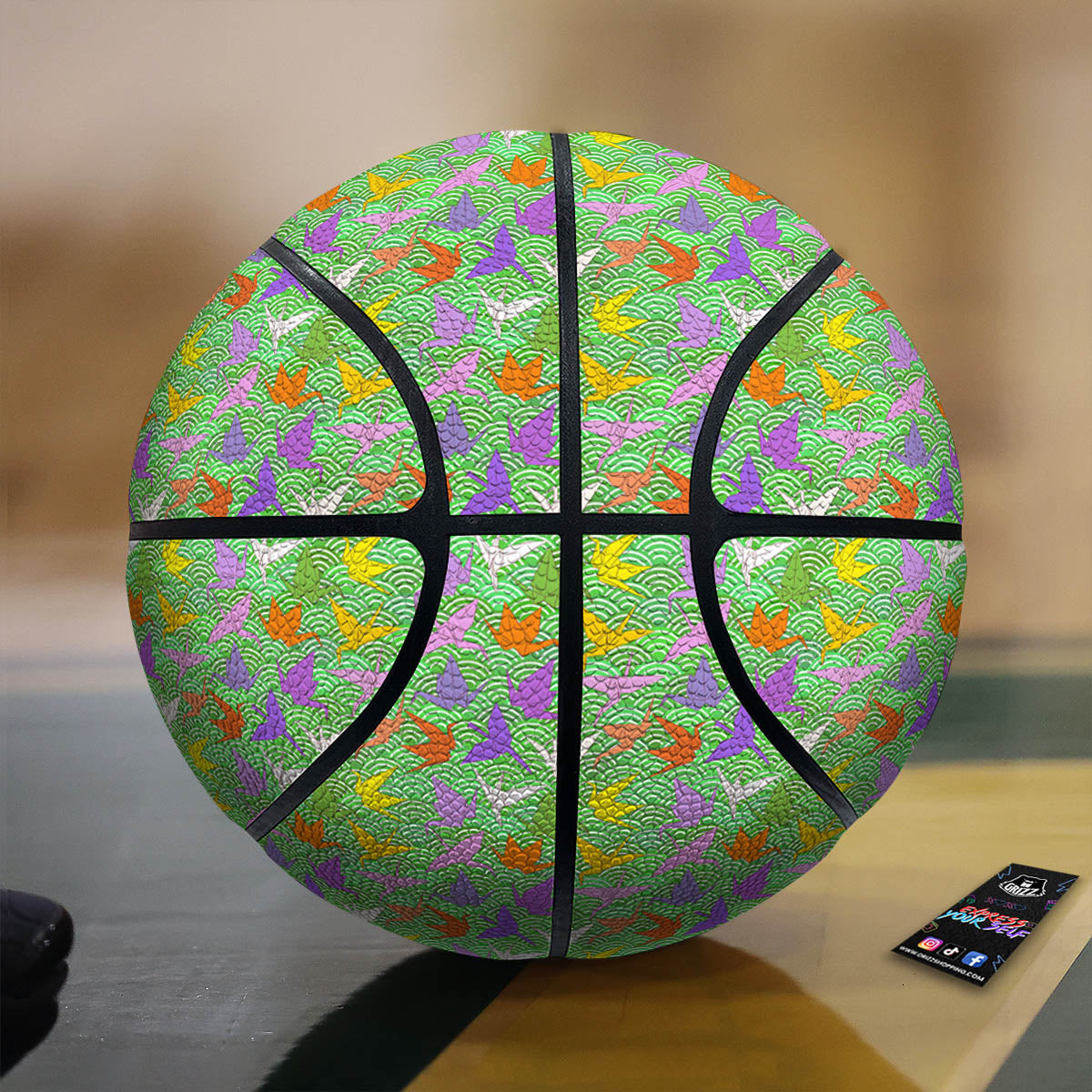 Origami Bird Colorful Print Pattern Basketball