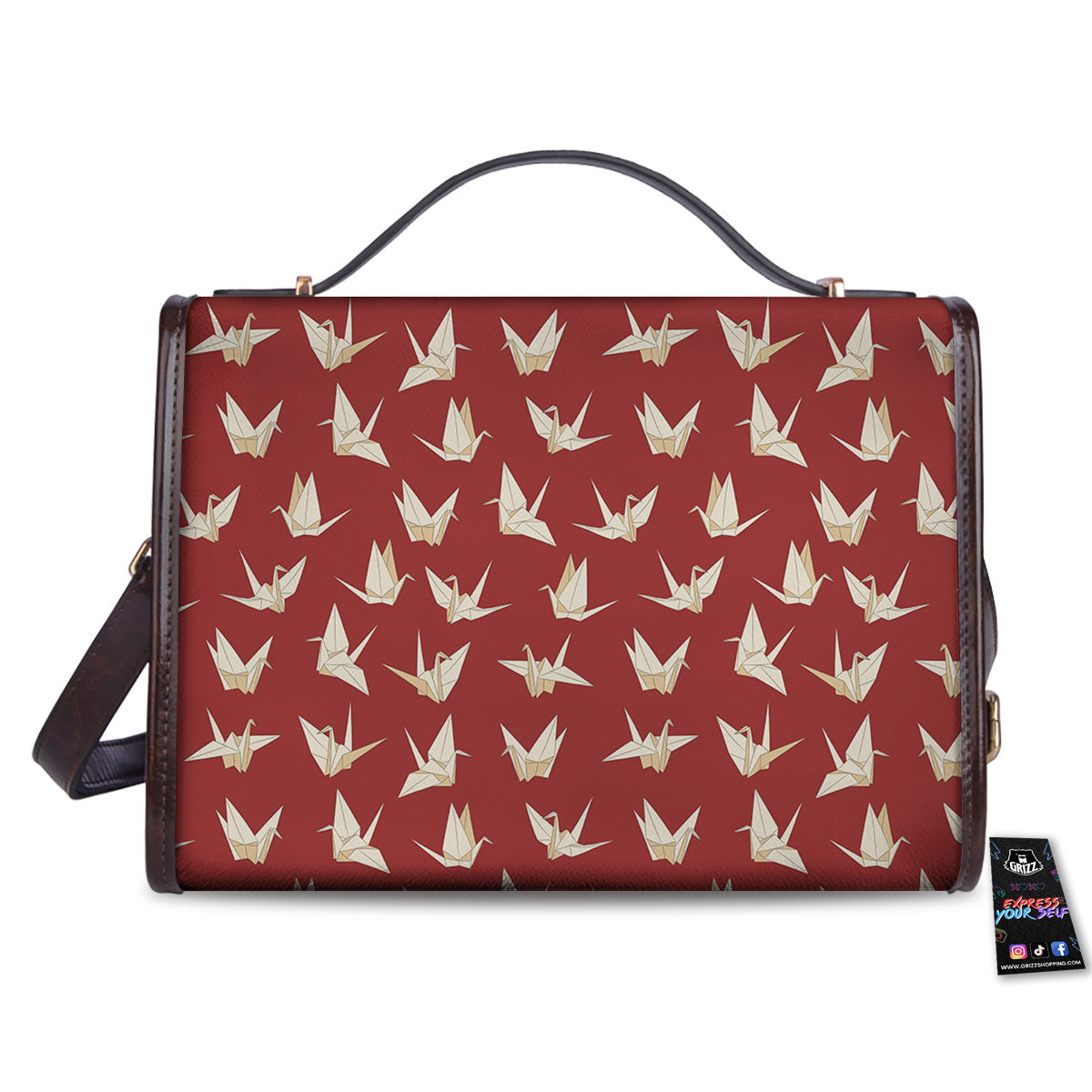 Origami Crane Japanese Print Pattern Women's Satchel Bag