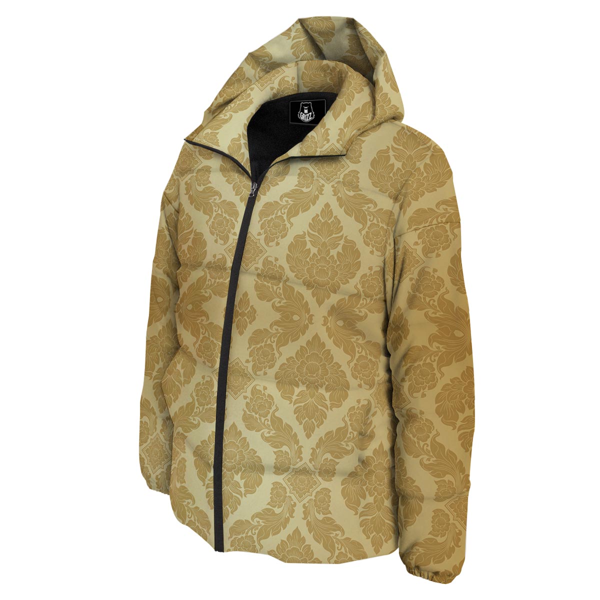 Ornament Thai Print Pattern Down Jacket-grizzshop