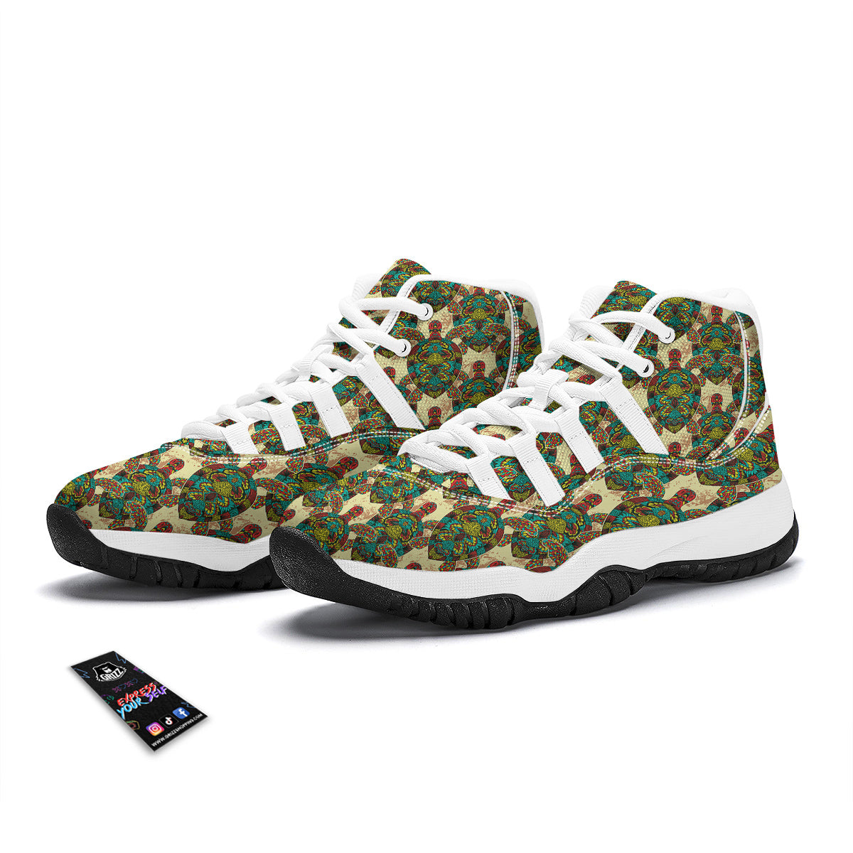 Ornament Turtle White Bball Shoes-grizzshop