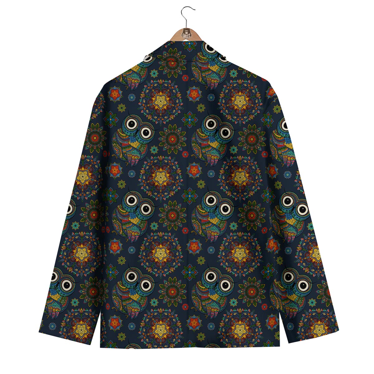 Ornamental Owl Print Pattern Men's Blazer-grizzshop