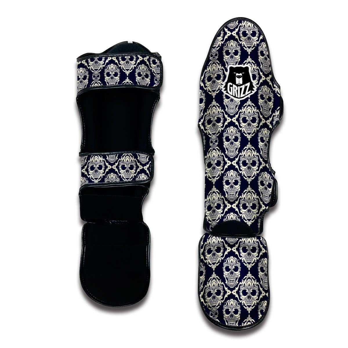 Ornamental Skull Muay Thai Shin Guards-grizzshop