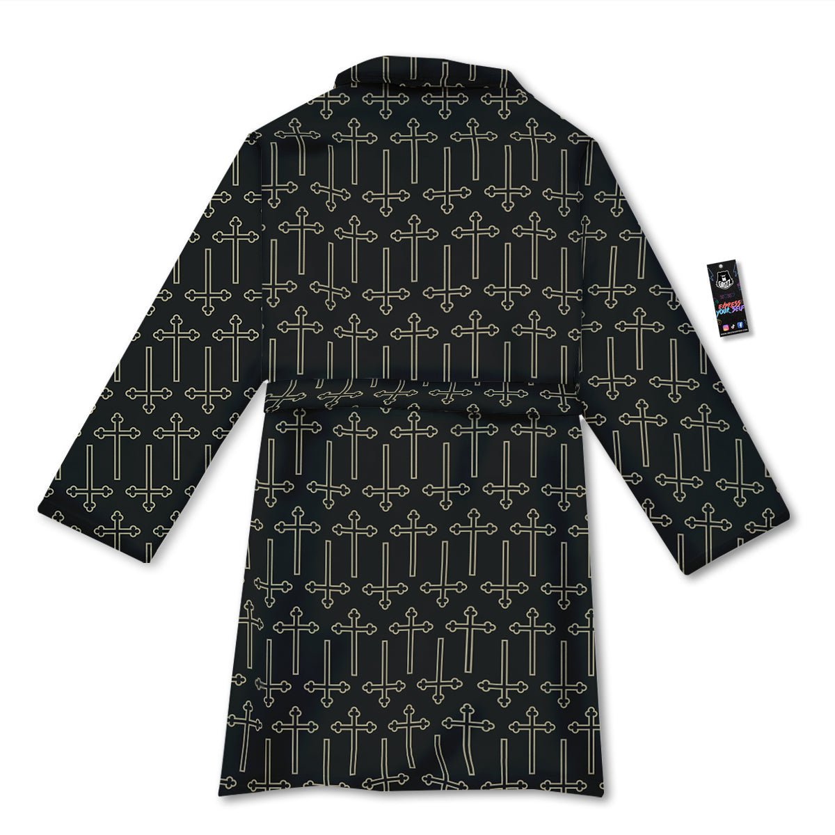 Orthodox Beige And Black Print Pattern Bathrobe-grizzshop