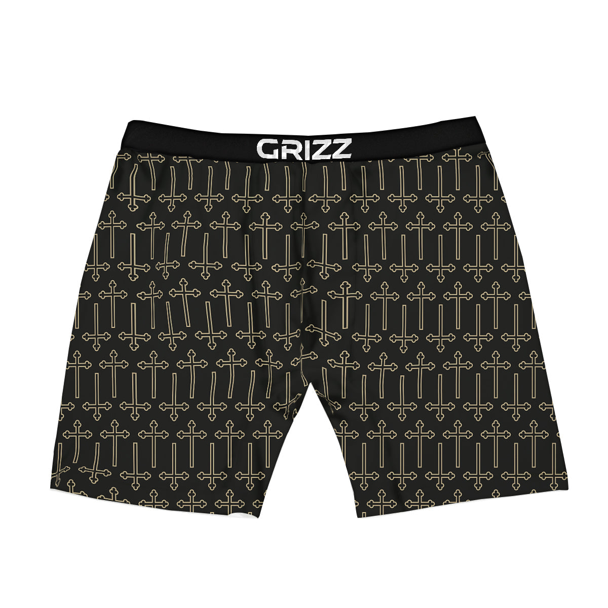 Orthodox Beige And Black Print Pattern Boxer Briefs-grizzshop