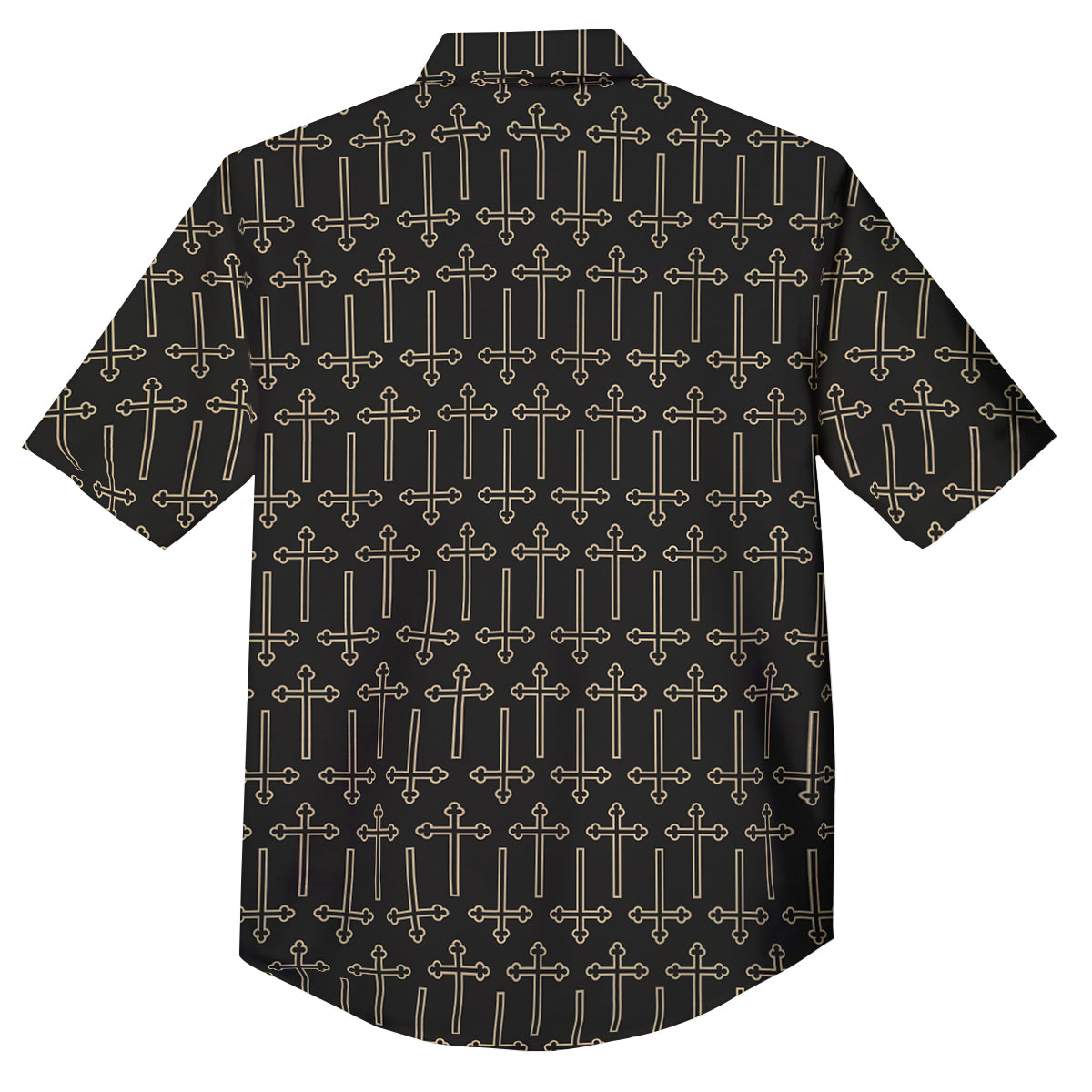 Orthodox Beige And Black Print Pattern Button Up Shirt-grizzshop