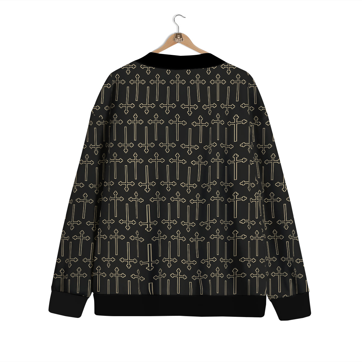 Orthodox Beige And Black Print Pattern Cardigan-grizzshop