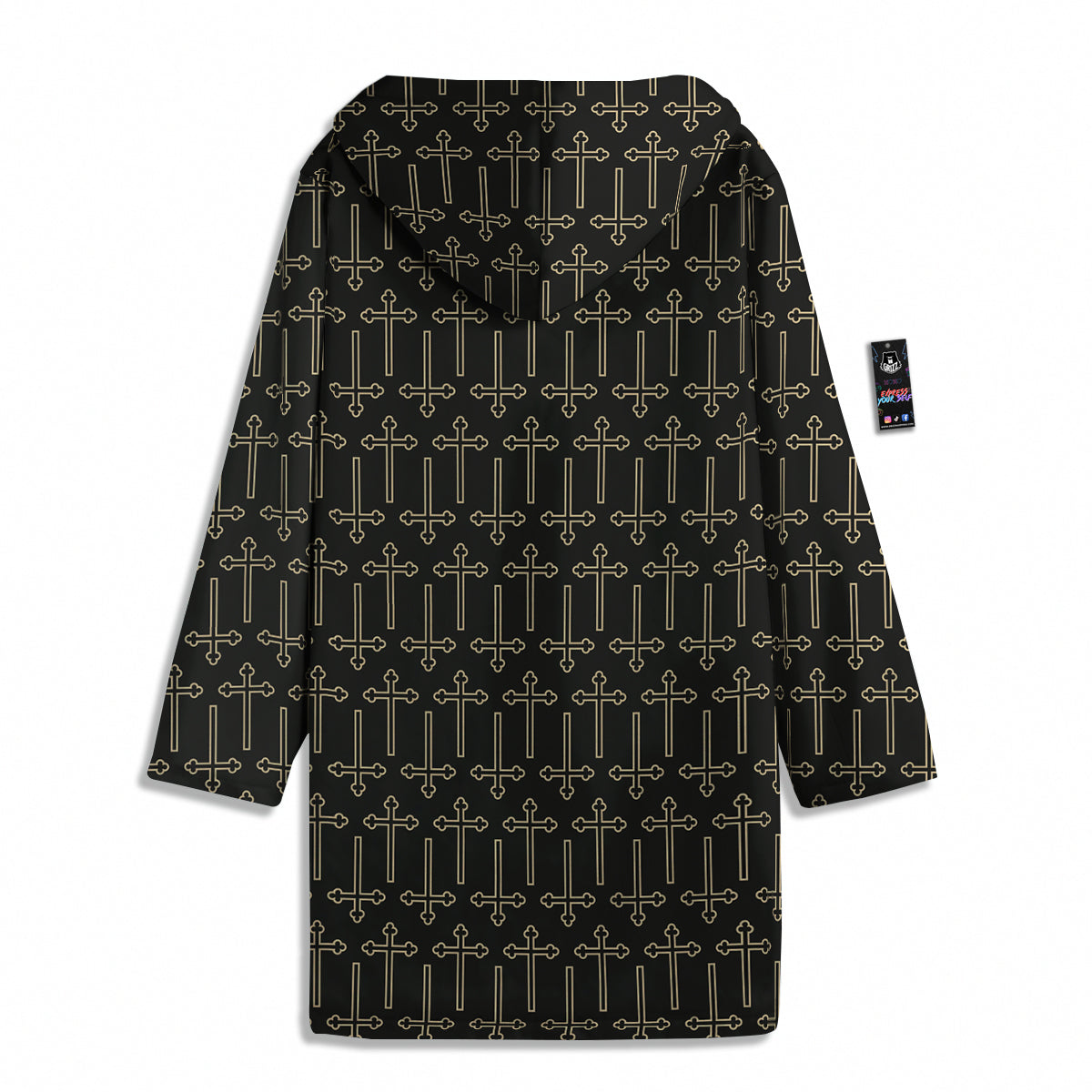 Orthodox Beige And Black Print Pattern Men's Windbreaker Jacket-grizzshop