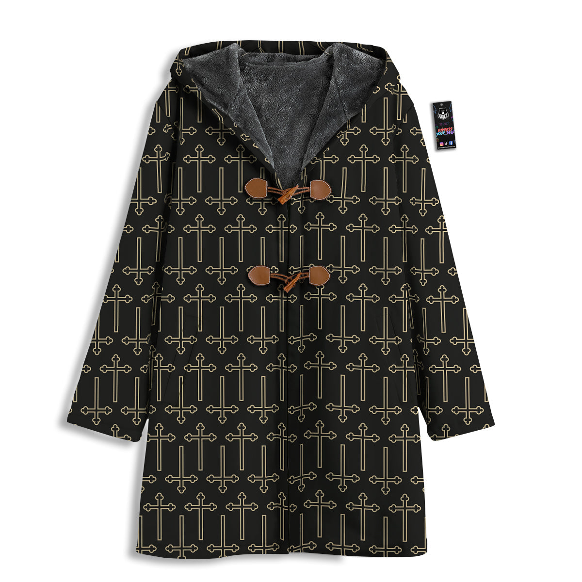 Orthodox Beige And Black Print Pattern Men's Windbreaker Jacket-grizzshop