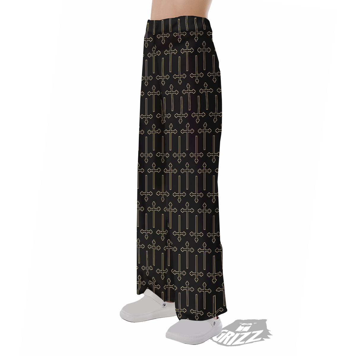 Orthodox Beige And Black Print Pattern Pajama Pants-grizzshop
