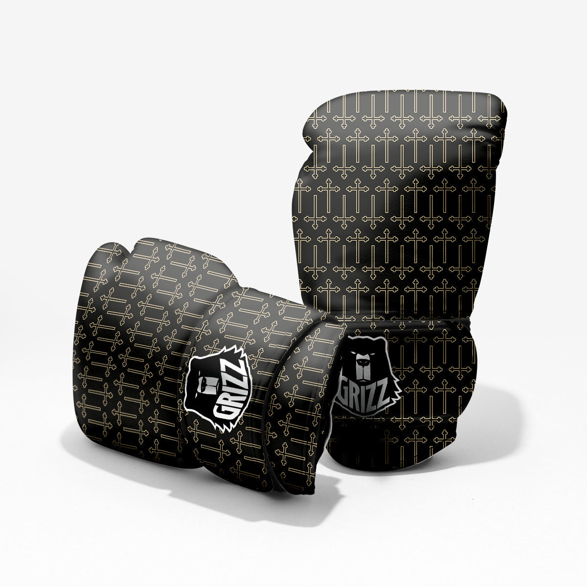 Orthodox Beige And Black Print Pattern Pro Boxing Glove