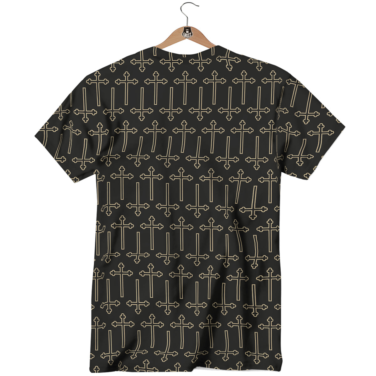 Orthodox Beige And Black Print Pattern T-Shirt-grizzshop