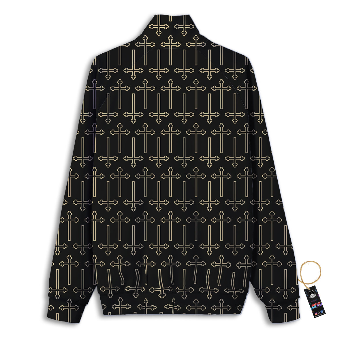 Orthodox Beige And Black Print Pattern Track Jacket-grizzshop