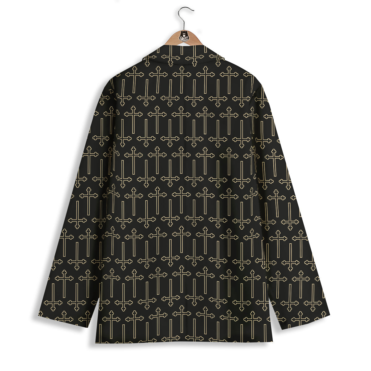 Orthodox Beige And Black Print Pattern Women's Blazer-grizzshop