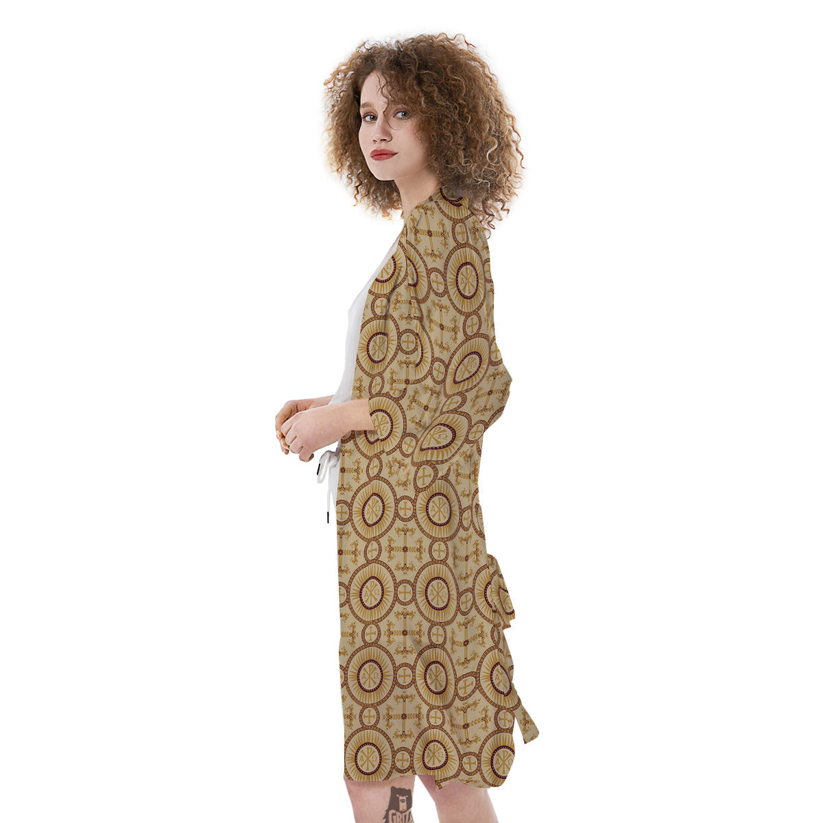 Orthodox Black And Beige Print Pattern Kimono-grizzshop