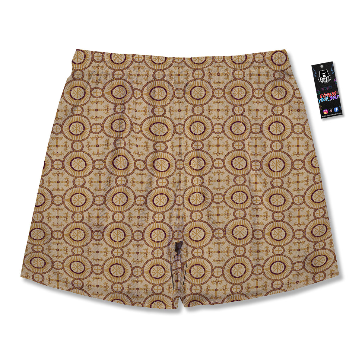 Orthodox Black And Beige Print Pattern Men's Running Shorts-grizzshop
