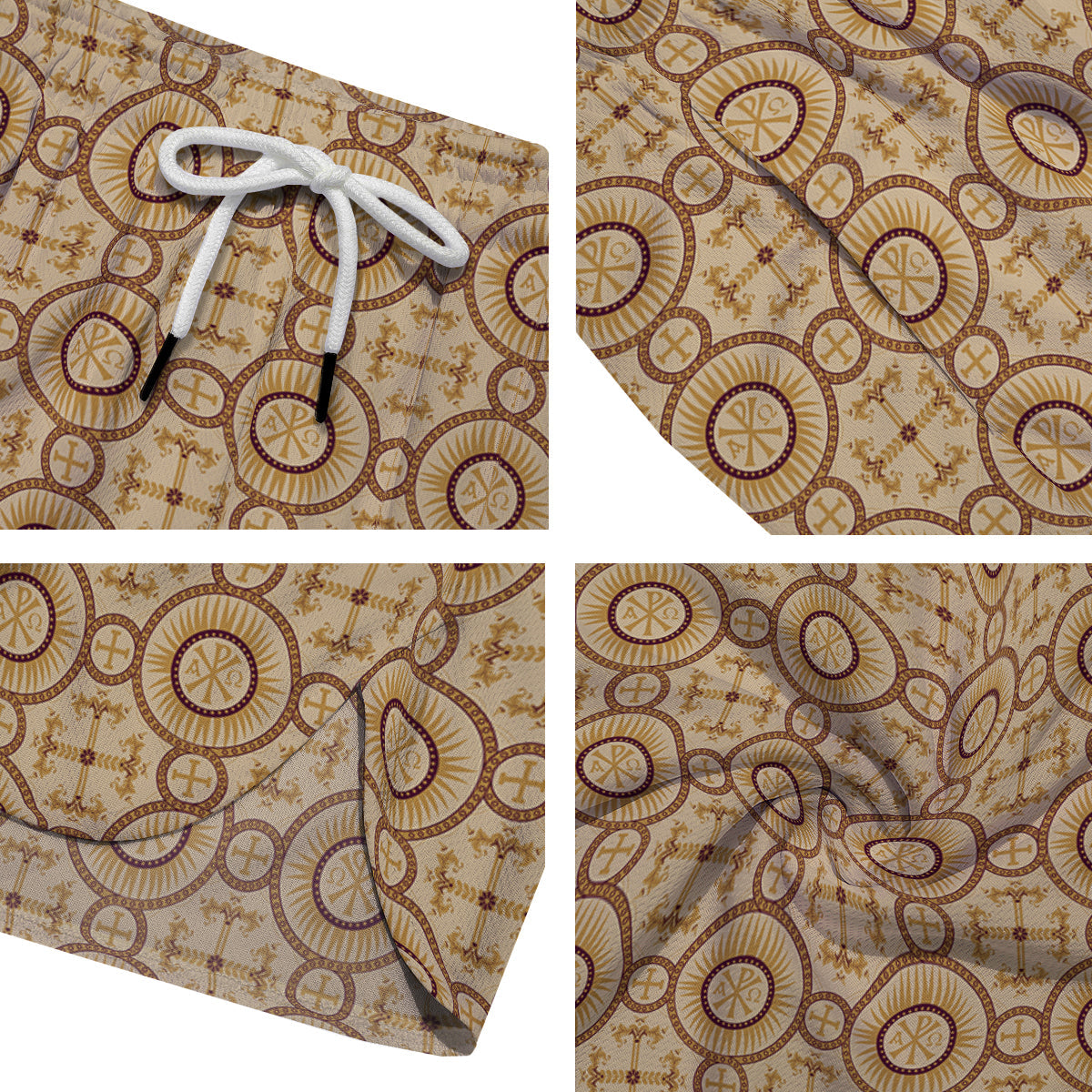 Orthodox Black And Beige Print Pattern Men's Running Shorts-grizzshop