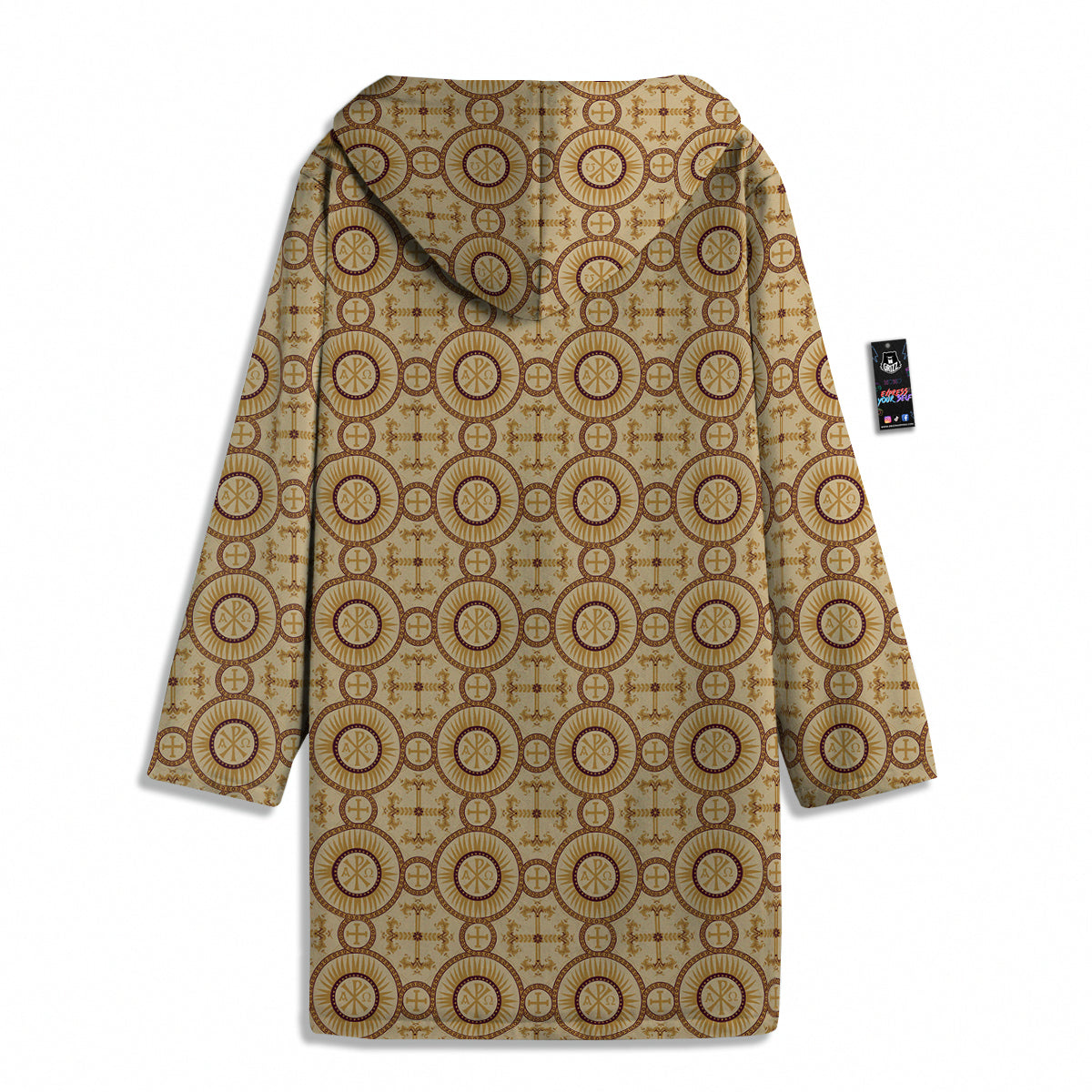 Orthodox Black And Beige Print Pattern Men's Windbreaker Jacket-grizzshop