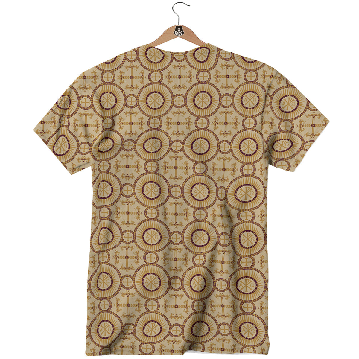 Orthodox Black And Beige Print Pattern T-Shirt-grizzshop