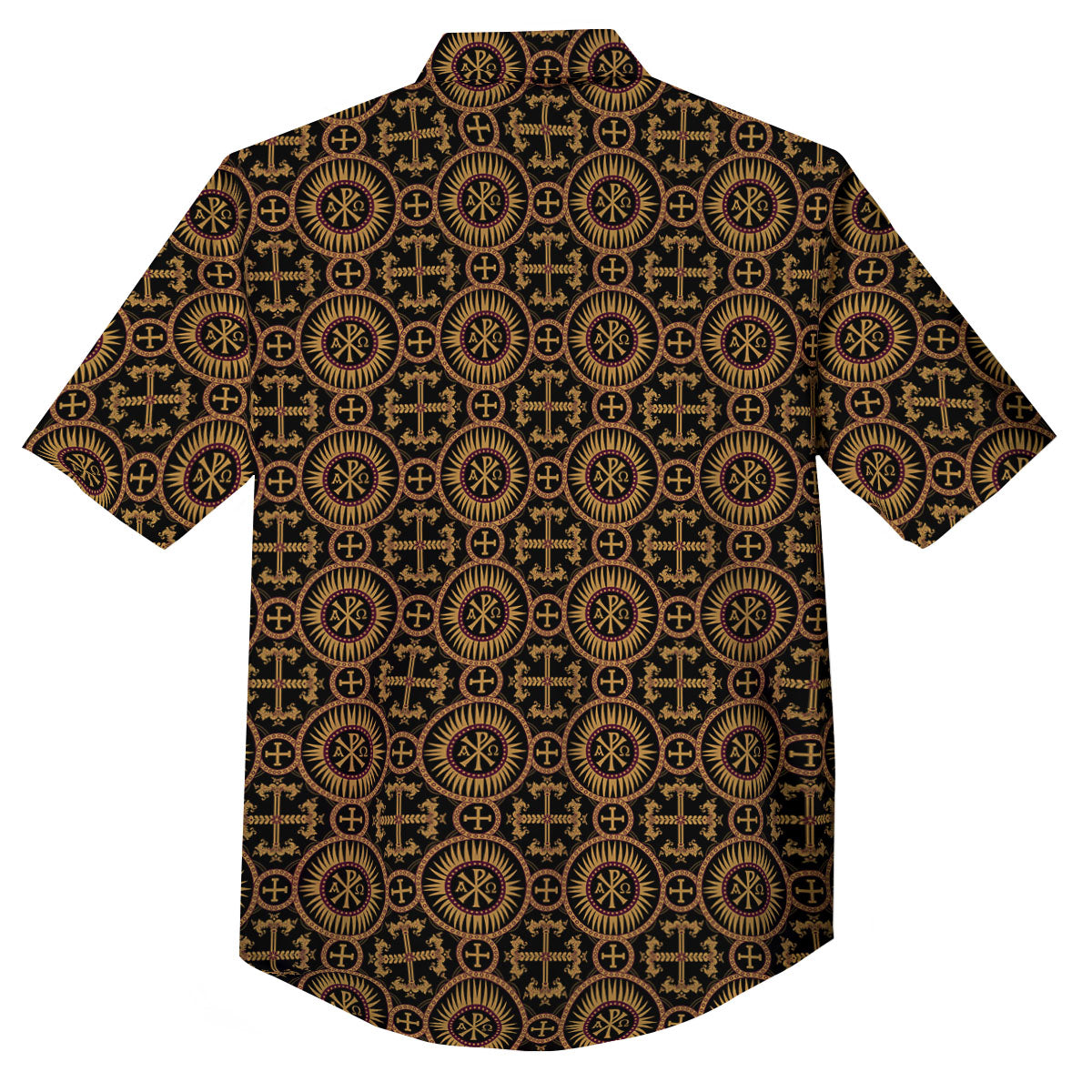 Orthodox Black And Gold Print Pattern Button Up Shirt-grizzshop