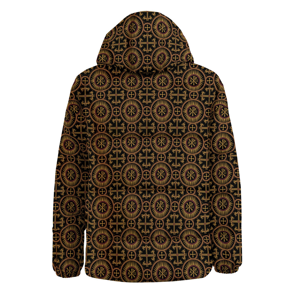 Orthodox Black And Gold Print Pattern Down Jacket-grizzshop