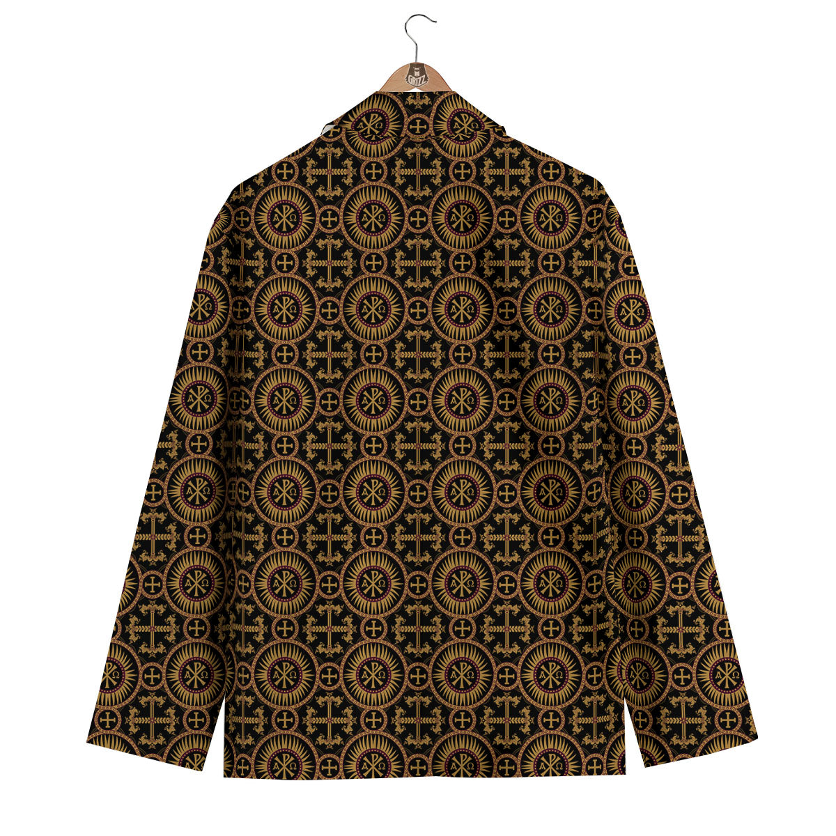Orthodox Black And Gold Print Pattern Men's Blazer-grizzshop