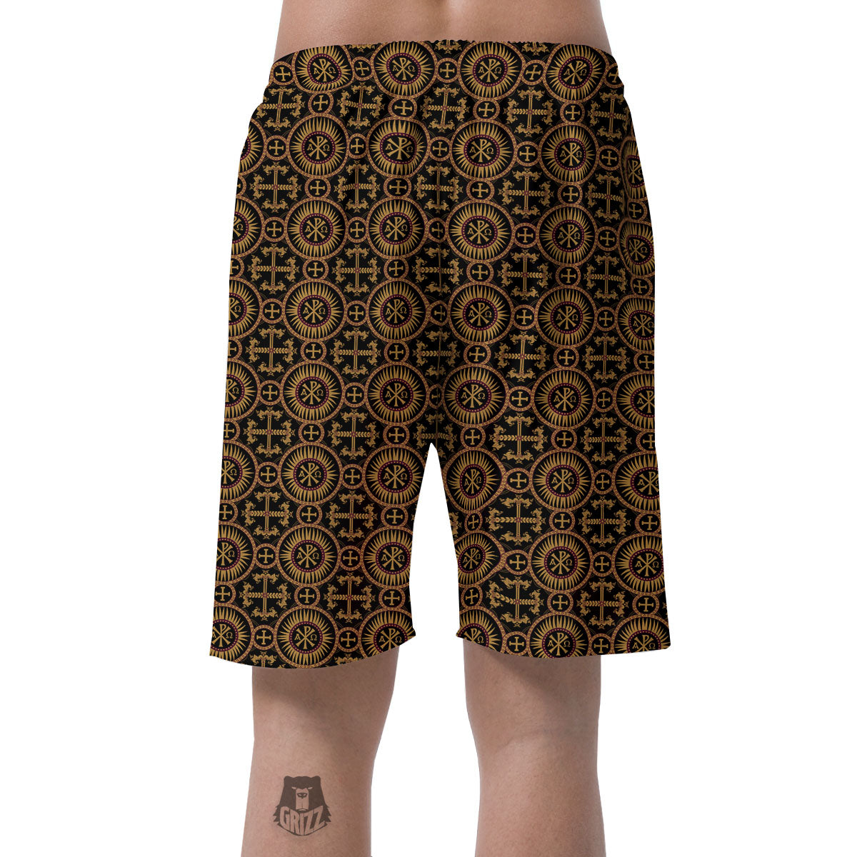 Orthodox Black And Gold Print Pattern Men's Shorts-grizzshop