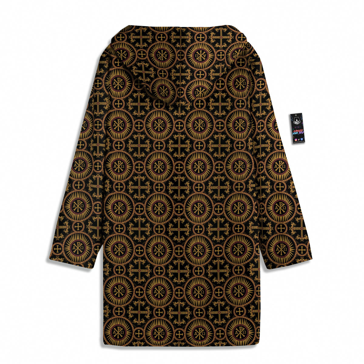 Orthodox Black And Gold Print Pattern Men's Windbreaker Jacket-grizzshop