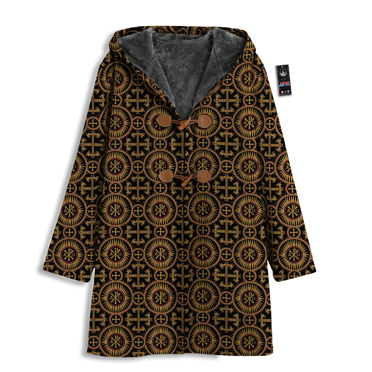 Orthodox Black And Gold Print Pattern Men's Windbreaker Jacket-grizzshop