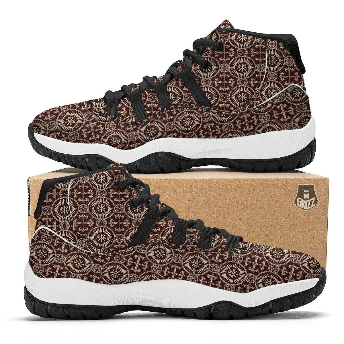 Orthodox Classic Print Pattern Black Bball Shoes-grizzshop