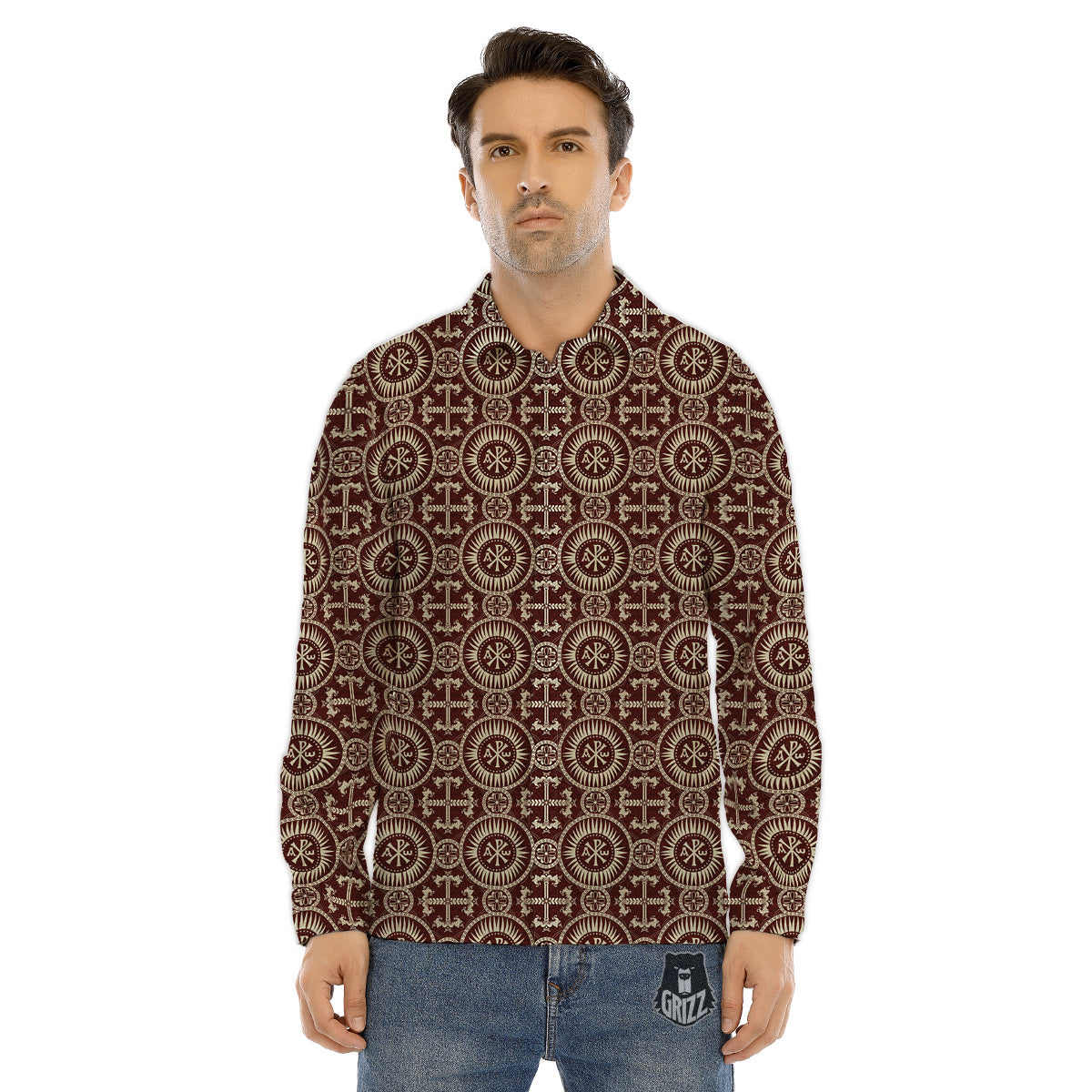 Orthodox Classic Print Pattern Men's Dress Shirts-grizzshop
