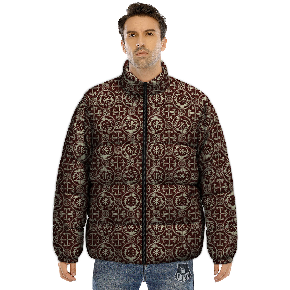 Orthodox Classic Print Pattern Puffer Jacket-grizzshop