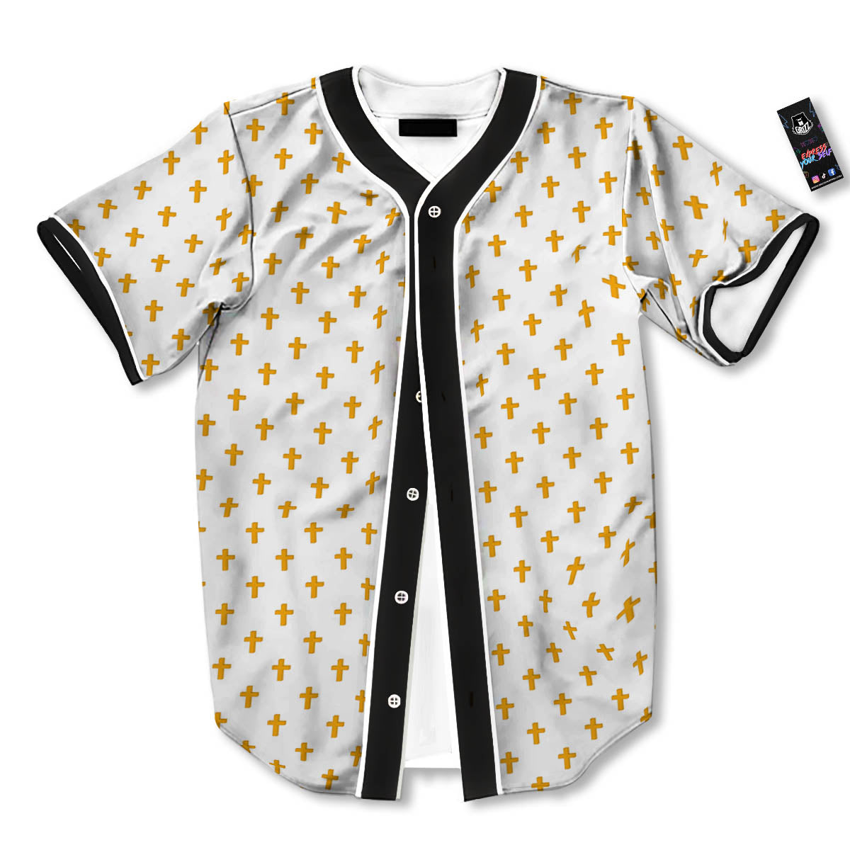 Orthodox Cross Print Pattern Baseball Jersey-grizzshop