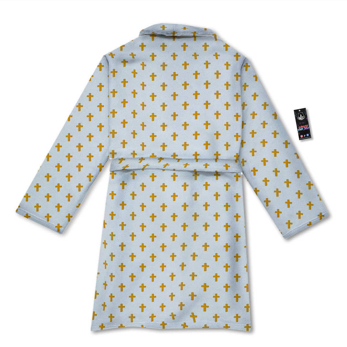 Orthodox Cross Print Pattern Bathrobe-grizzshop