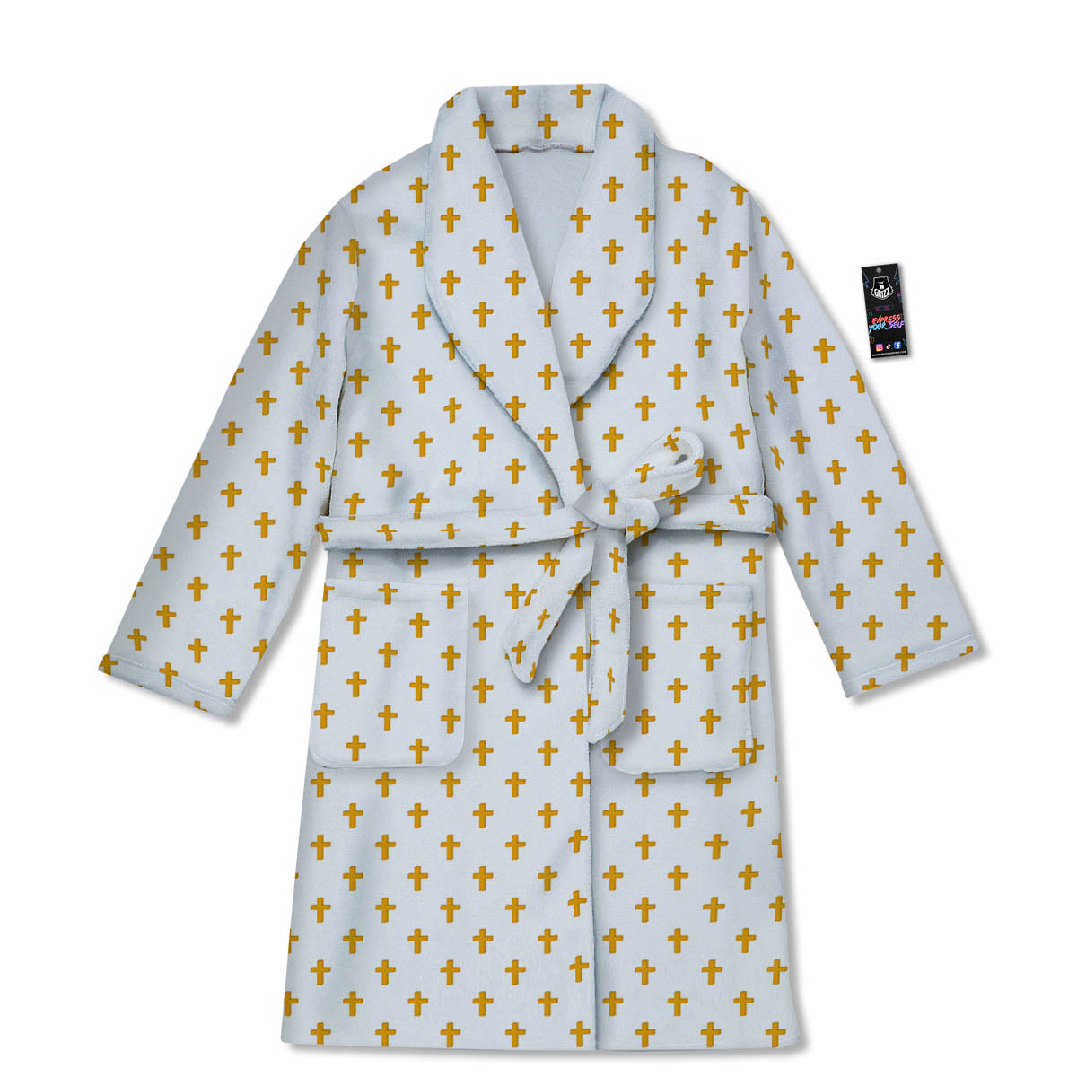 Orthodox Cross Print Pattern Bathrobe-grizzshop
