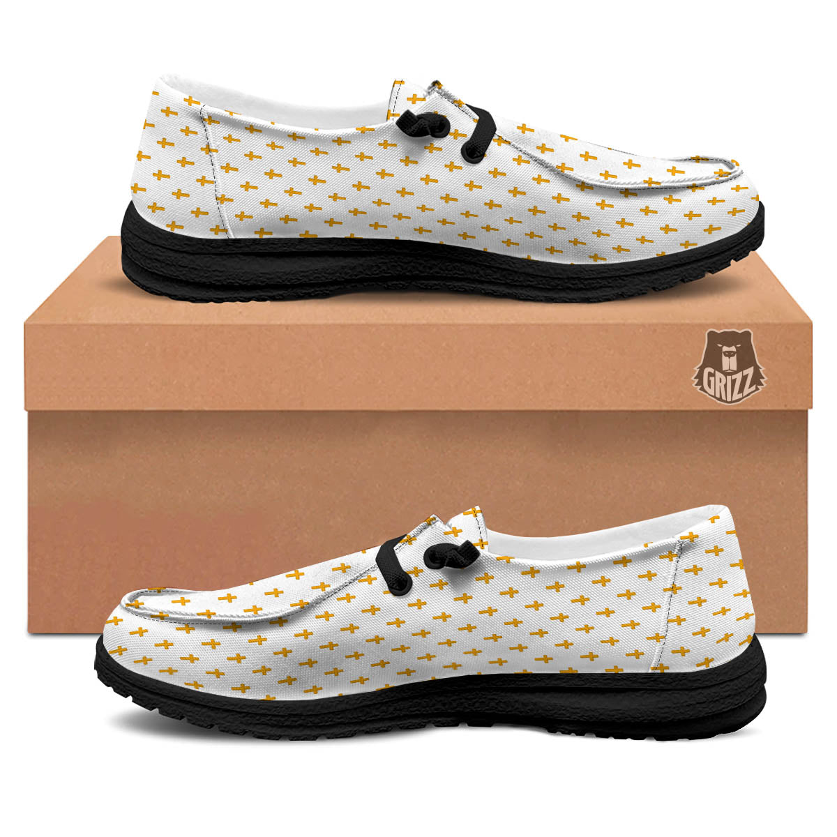 Orthodox Cross Print Pattern Black Loafers-grizzshop