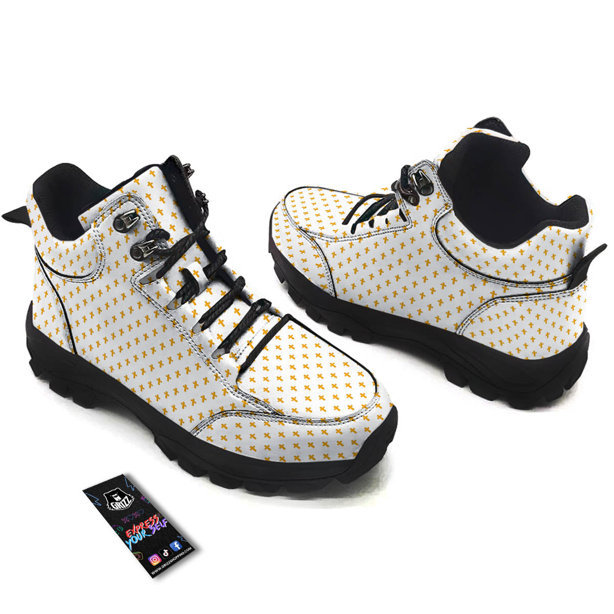 Orthodox Cross Print Pattern Hiking Shoes-grizzshop