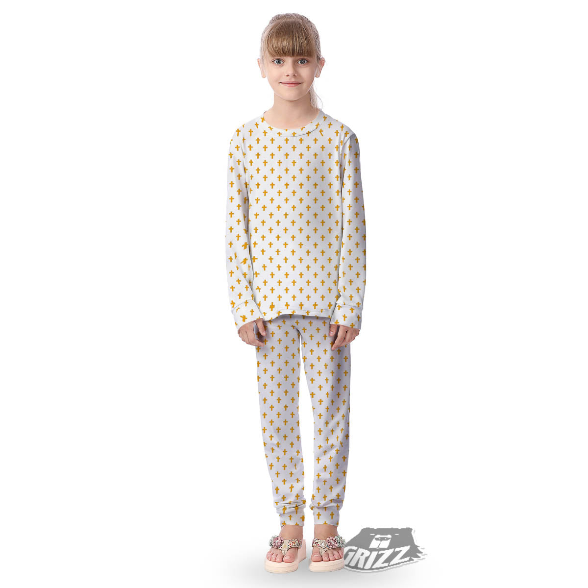 Orthodox Cross Print Pattern Kid's Pajamas-grizzshop