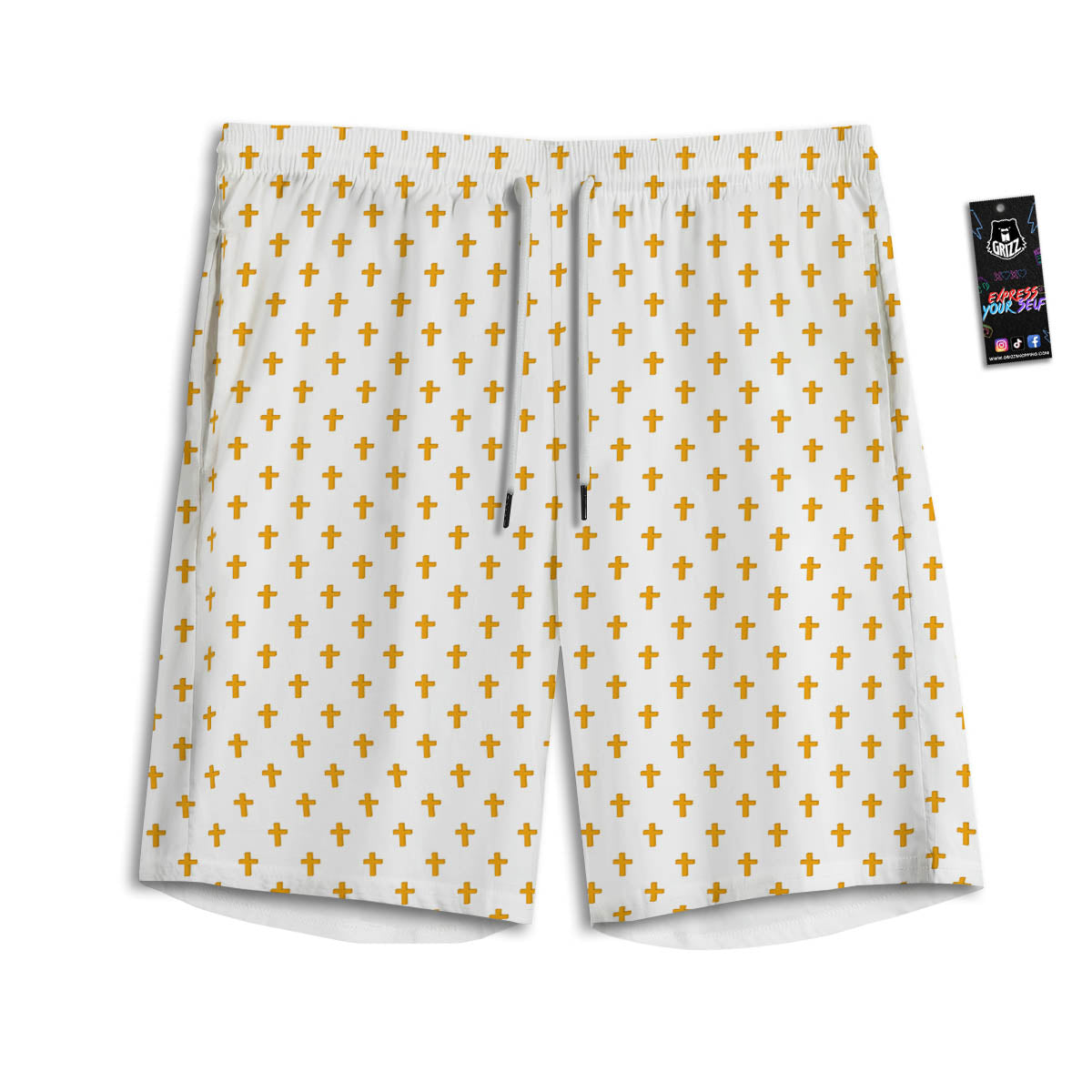 Orthodox Cross Print Pattern Men's Athletic Shorts