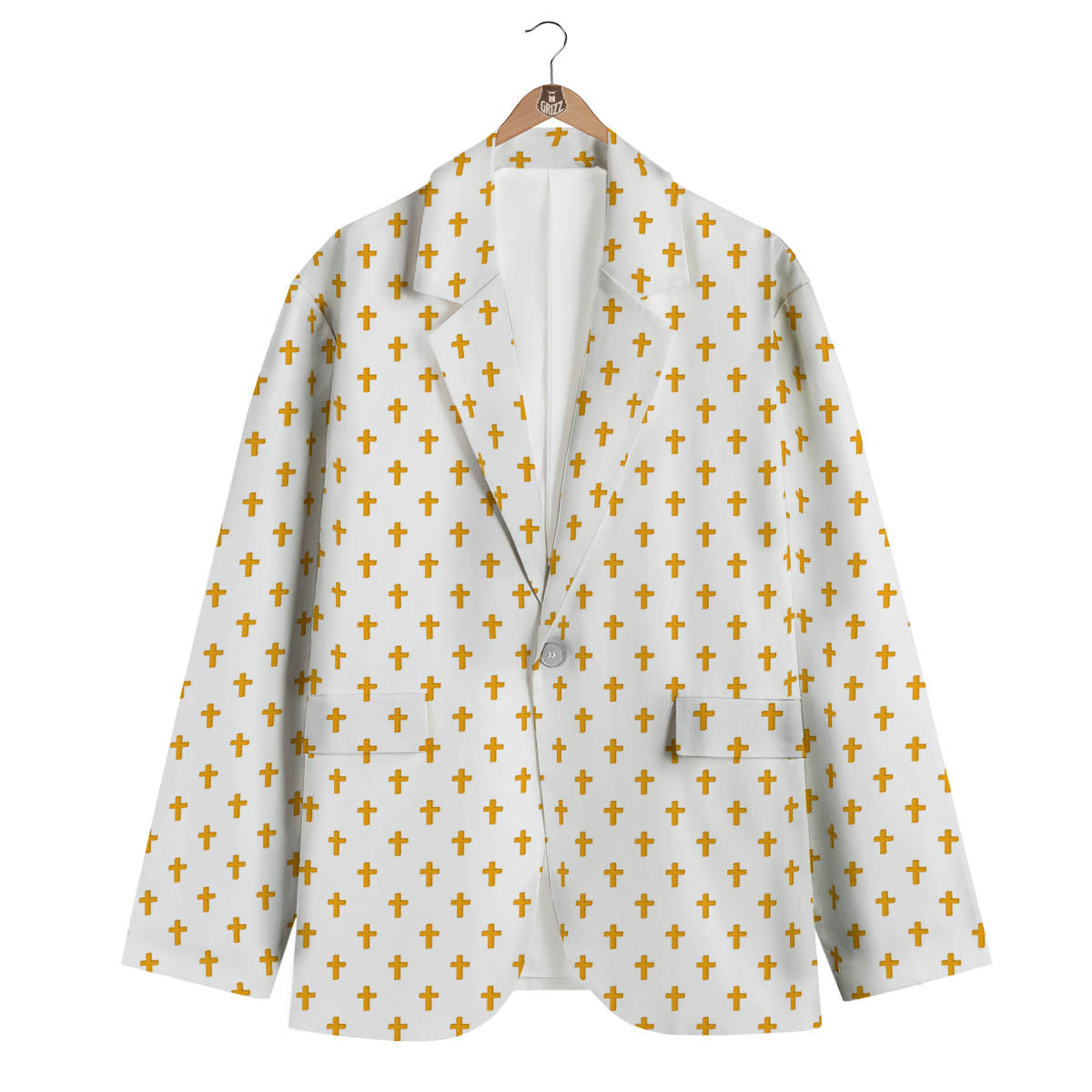 Orthodox Cross Print Pattern Men's Blazer-grizzshop