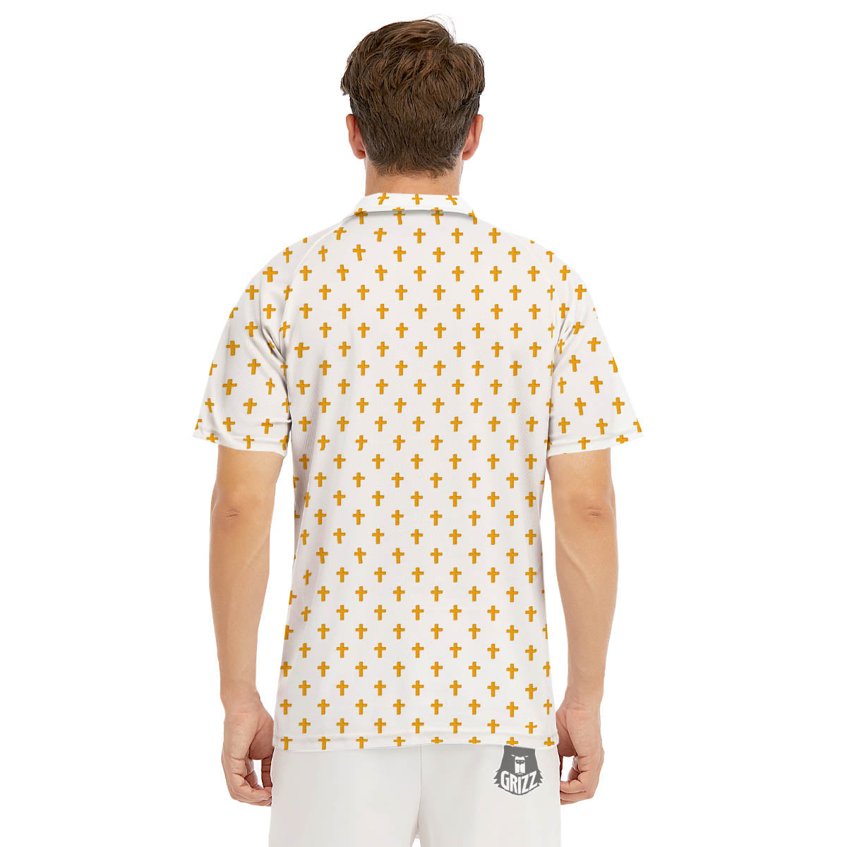 Orthodox Cross Print Pattern Men's Golf Shirts-grizzshop