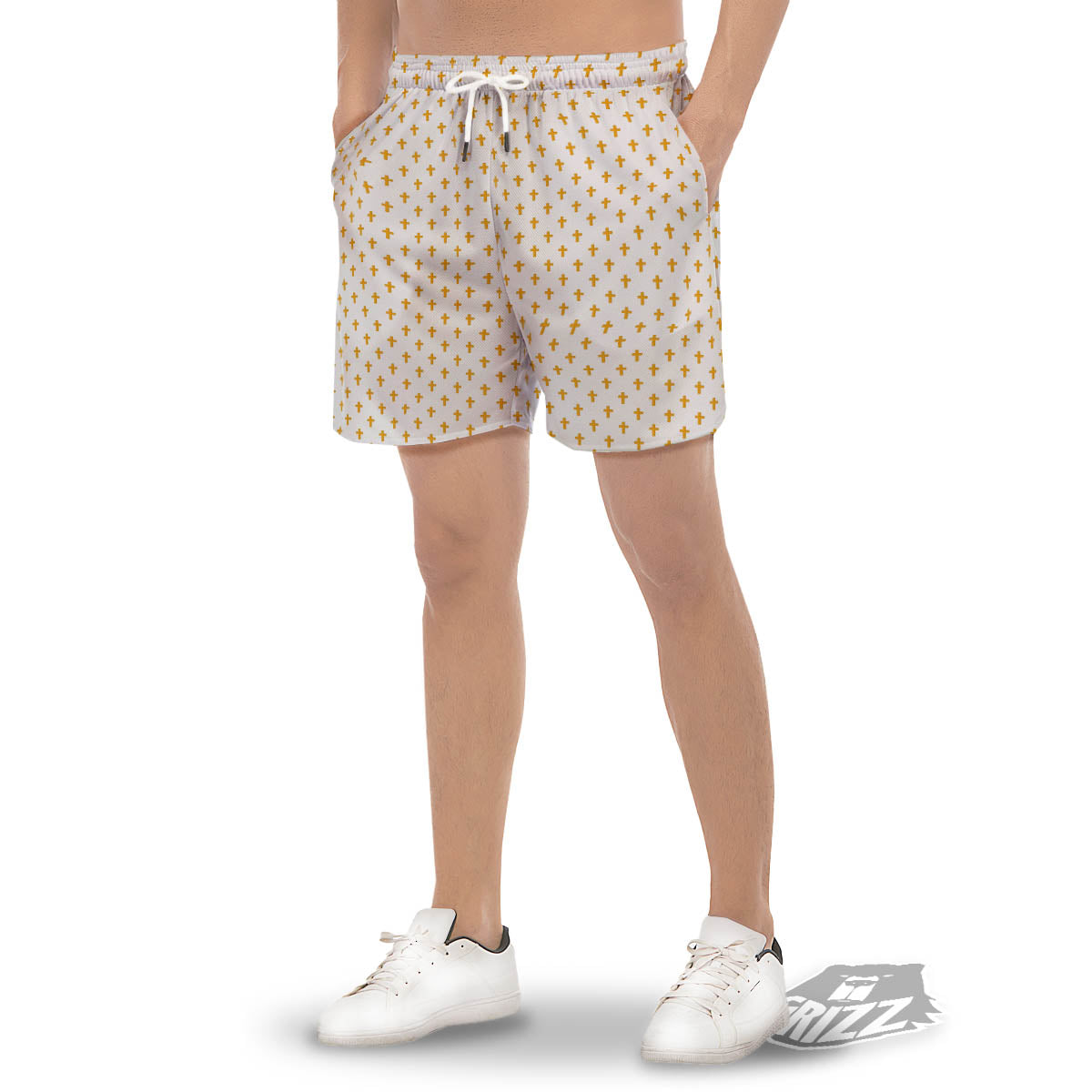 Orthodox Cross Print Pattern Men's Gym Shorts-grizzshop