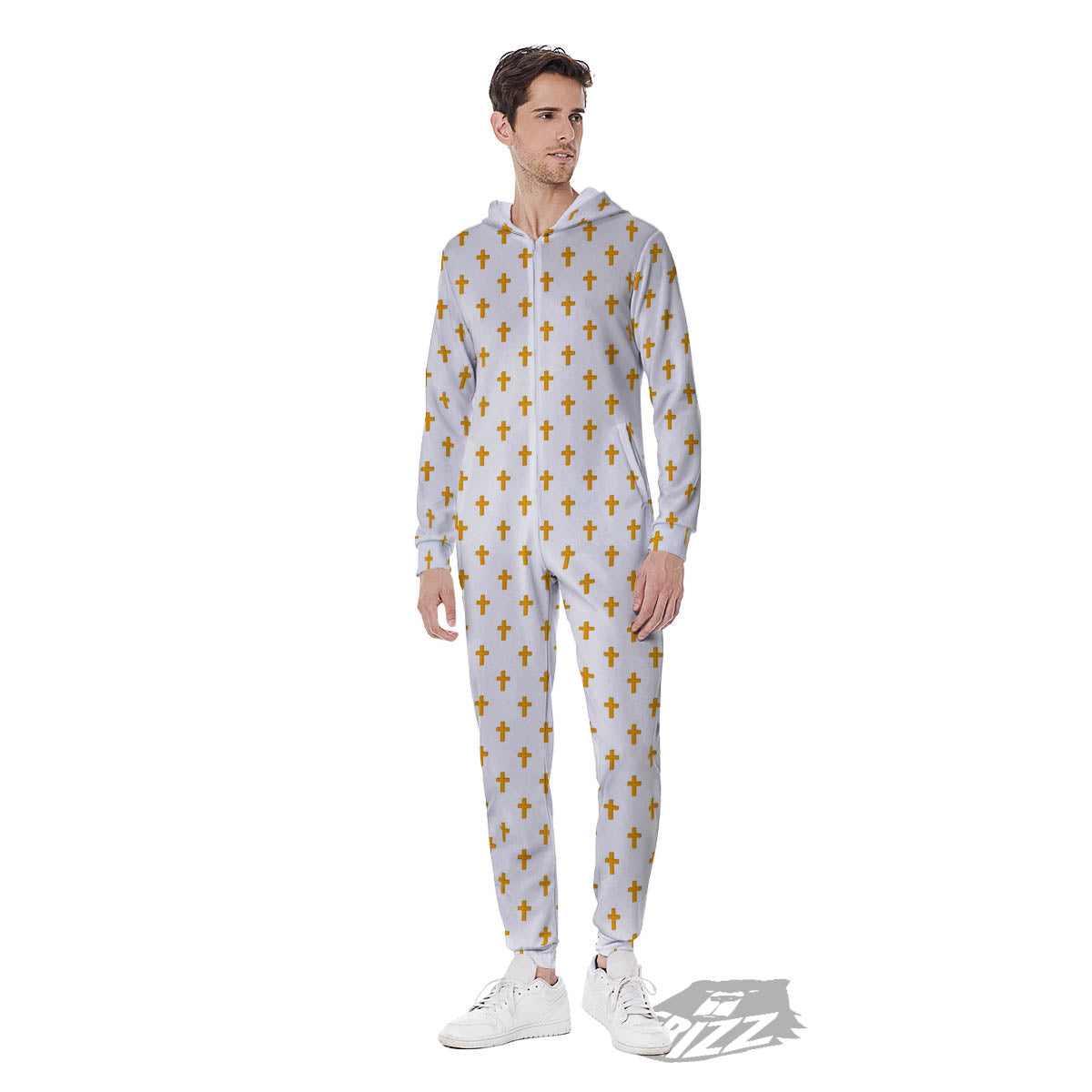 Orthodox Cross Print Pattern Men's Jumpsuit-grizzshop