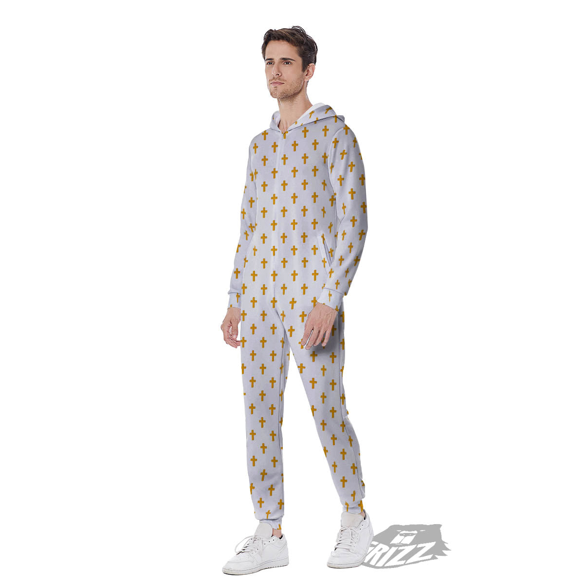 Orthodox Cross Print Pattern Men's Jumpsuit-grizzshop