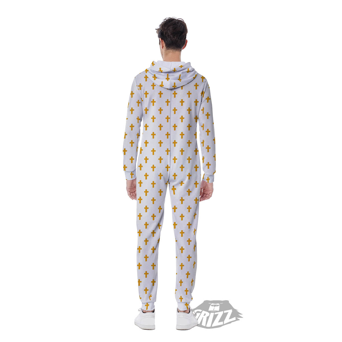 Orthodox Cross Print Pattern Men's Jumpsuit-grizzshop