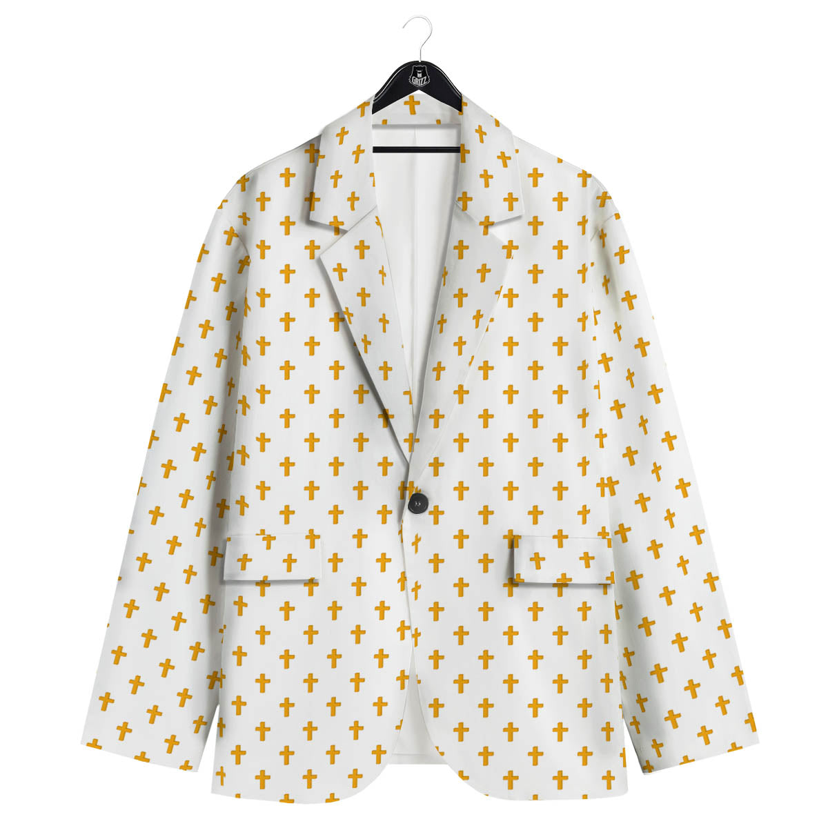 Orthodox Cross Print Pattern Men's Sport Coat-grizzshop