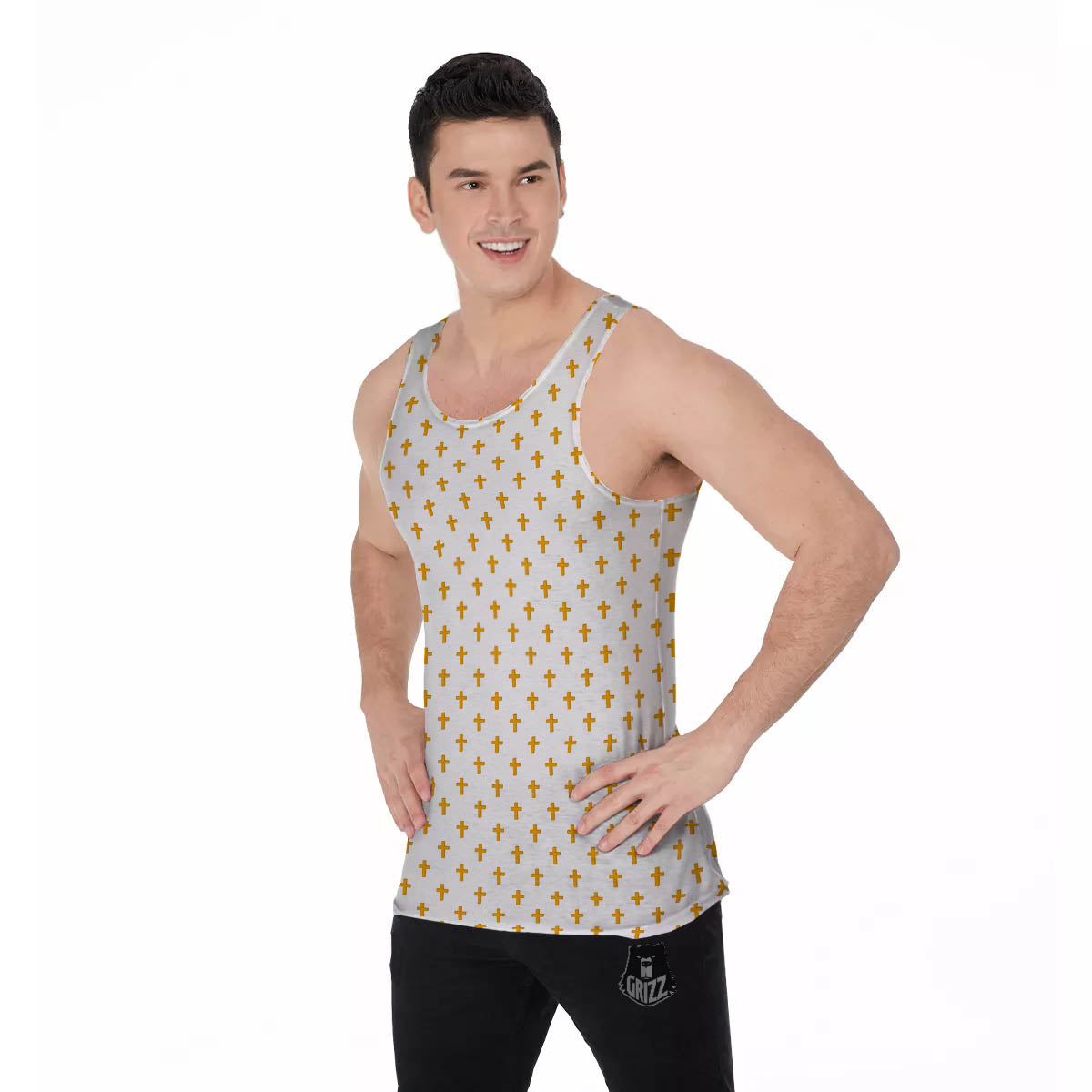 Orthodox Cross Print Pattern Men's Tank Top-grizzshop